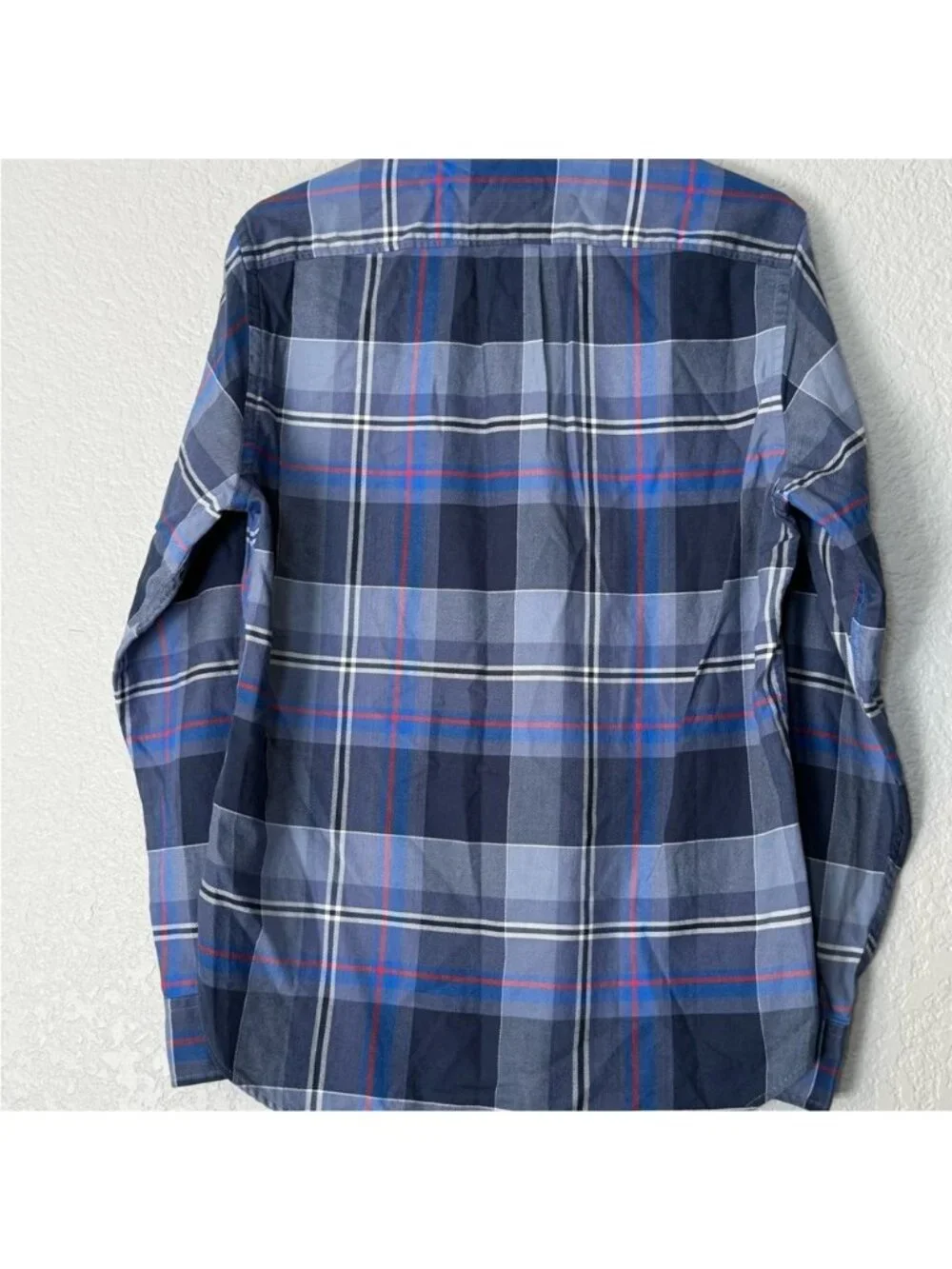 J.Crew Men's Plaid Button Front Shirt Blue Gray 100% Cotton Long Sleeve Size S